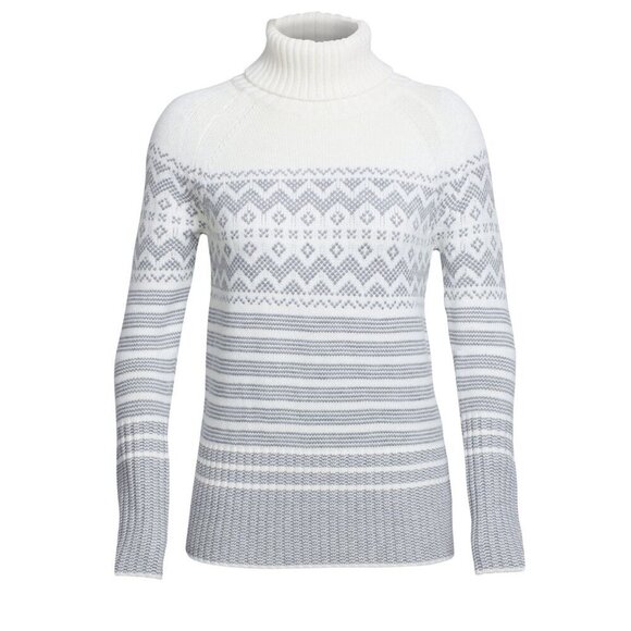 Icebreaker Merino wool turtle neck sweater, Gray/white, Size M D28 - Picture 2 of 13